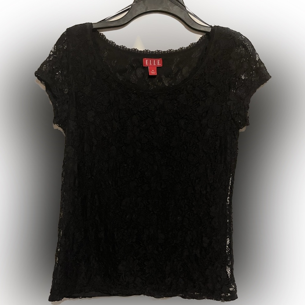 Lace Blouse Fully Lined Cap Sleeve Size M